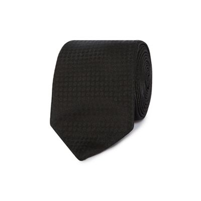 Black wide textured stripe skinny tie